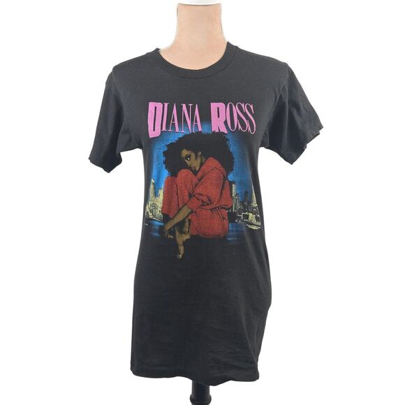 Vintage Diana Ross 1983 For One and For All Tour Tee Black Size Medium RARE - Picture 1 of 8